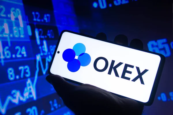 Outubro 2021 Brasil Nesta Foto Ilustração Logotipo Okex Visto Exibido — Fotografia de Stock