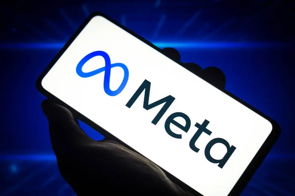 October 2021 Brazil Photo Illustration Meta Logo Seen Displayed Smartphone — Stock Photo, Image