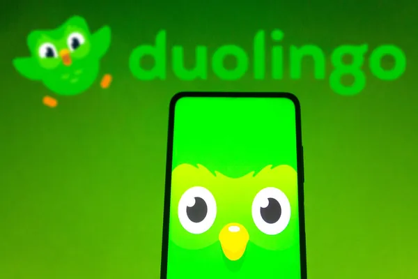 Novembro 2021 Brasil Nesta Foto Ilustração Logotipo Duolingo Visto Exibido — Fotografia de Stock