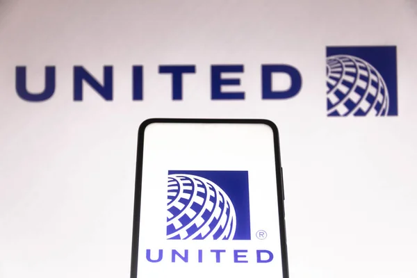 Listopadu 2021 Brazílie Této Fotografii Logo United Airlines Zobrazeno Displeji — Stock fotografie
