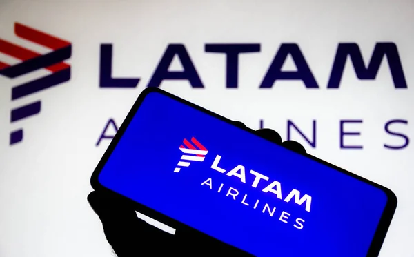 Ноября 2021 Года Бразилия Этой Фотографии Логотип Авиакомпании Latam Airlines — стоковое фото