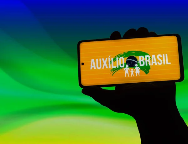 Novembro 2021 Brasil Nesta Foto Ilustração Logotipo Auxlio Brasil Visto — Fotografia de Stock