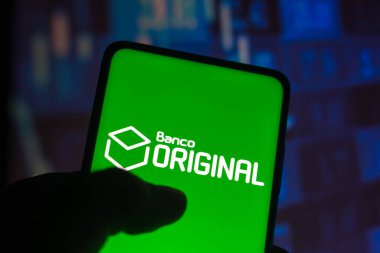 11 Kasım 2021, Brezilya. Bu resimde Banco Orijinal logo bir akıllı telefon ekranında görüntülenir