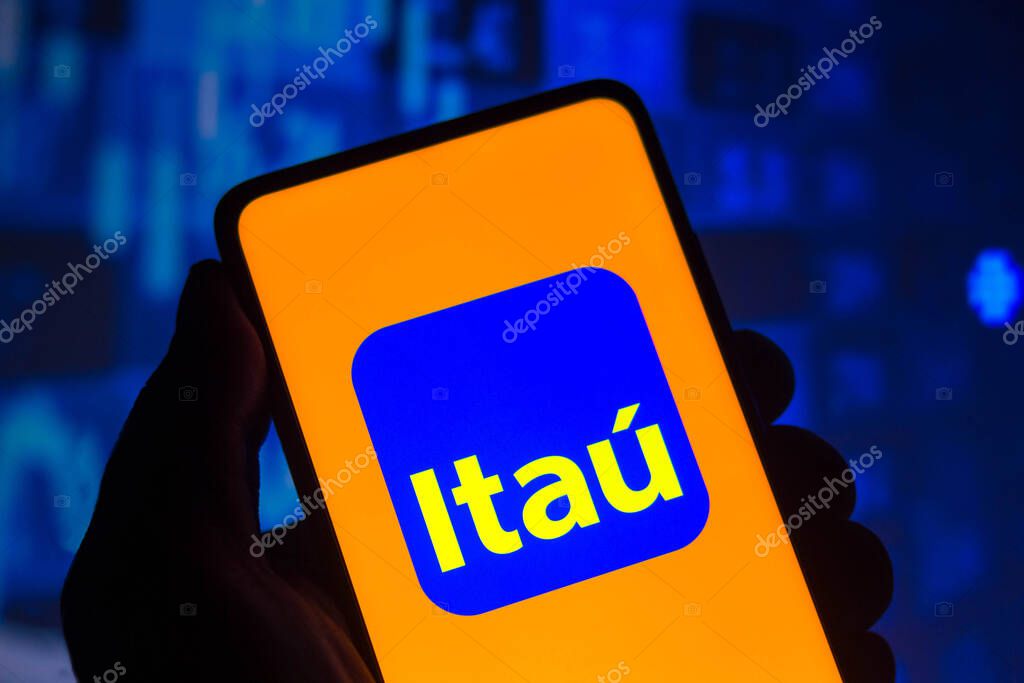 November 11, 2021, Brazil. In this photo illustration the Banco Ita logo is seen displayed on a smartphone screen.