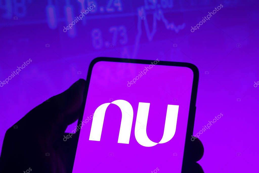 November 11, 2021, Brazil. In this photo illustration the Nubank logo is seen displayed on a smartphone screen
