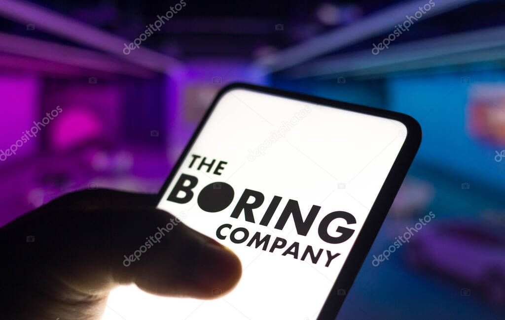 November 12, 2021, Brazil. In this photo illustration a The Boring Company logo seen displayed on a smartphone screen