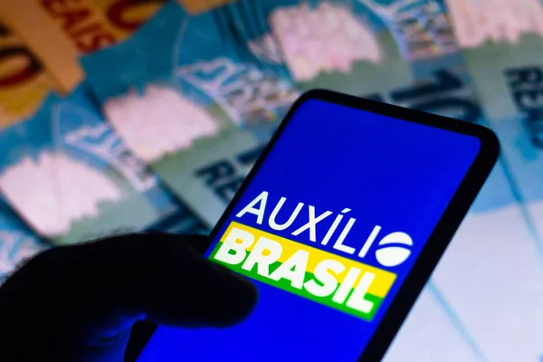 Листопада 2021 Року Бразилія Цій Фотографії Зображено Логотип Auxlio Brasil — стокове фото