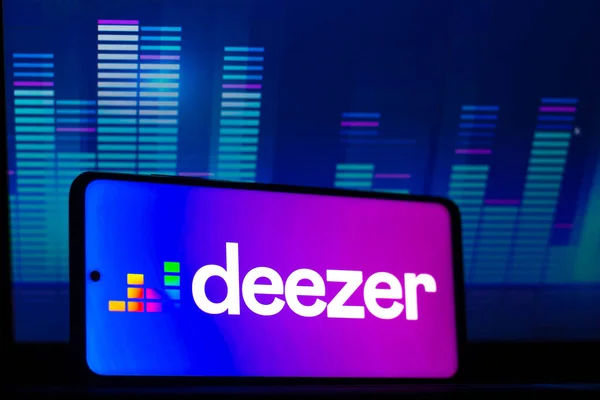 December 2021 Brazil Photo Illustration Streaming Service Logo Deezer Seen — Stock Photo, Image