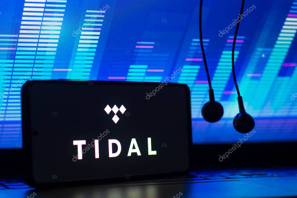 December 7, 2021, Brazil. In this photo illustration the streaming service logo Tidal seen displayed on a smartphone
