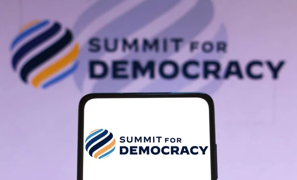 Dezembro 2021 Brasil Nesta Foto Ilustração Logotipo Summit Democracy Exibido — Fotografia de Stock