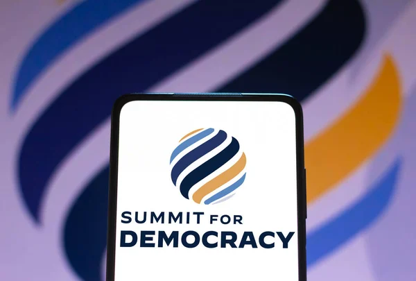 Dezembro 2021 Brasil Nesta Foto Ilustração Logotipo Summit Democracy Exibido — Fotografia de Stock