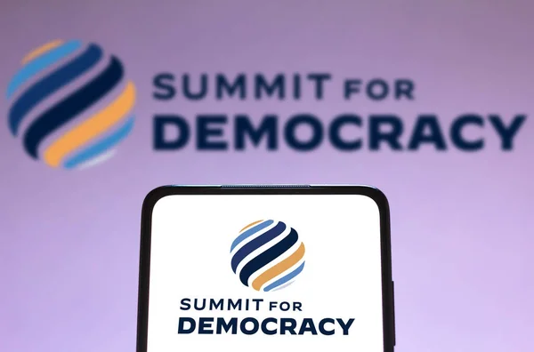 Dezembro 2021 Brasil Nesta Foto Ilustração Logotipo Summit Democracy Exibido — Fotografia de Stock