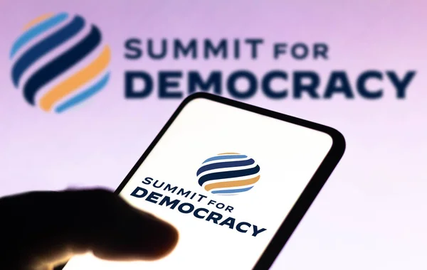 Dezembro 2021 Brasil Nesta Foto Ilustração Logotipo Summit Democracy Exibido — Fotografia de Stock