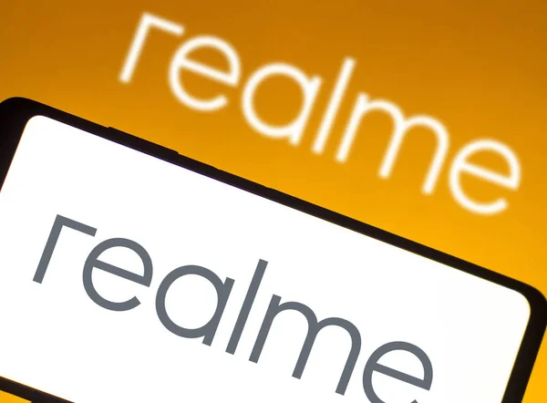 December 2021 Brazilië Deze Foto Illustratie Het Realme Logo Zien — Stockfoto