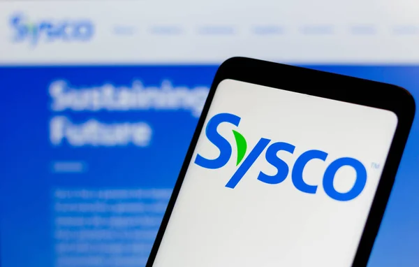 December 2021 Brazil Photo Illustration Sysco Corporation Logo Displayed Smartphone - Stock-foto