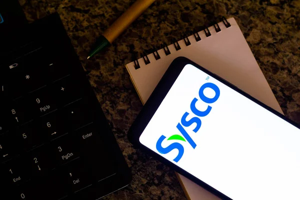 December 2021 Brazil Photo Illustration Sysco Corporation Logo Displayed Smartphone - Stock-foto