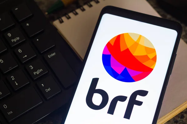 Aralık 2021 Brezilya Resimde Brf Logosu Bir Akıllı Telefonda Gösteriliyor — Stok fotoğraf