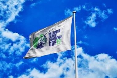 19 Ocak 2022, Brezilya. Bu resimde Birleşmiş Milletler İklim Değişikliği Konferansı (COP27) yakında bir bayrak üzerinde yer alacak. Olay 7-18 Kasım 2022 tarihlerinde Sharm El-Sheikh, Mısır 'da gerçekleşecek.