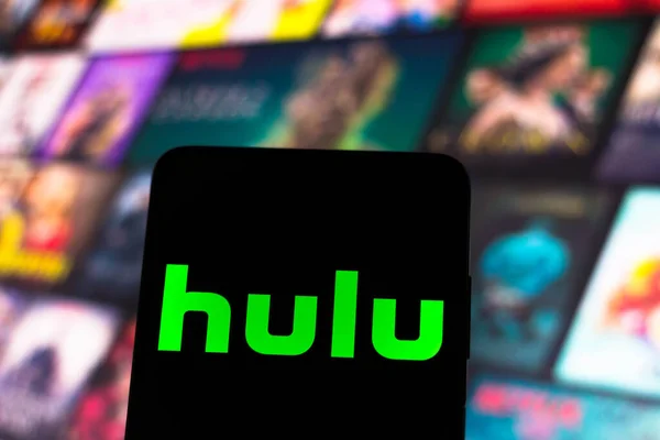 February 2022 Brazil Photo Illustration Hulu Logo Displayed Smartphone Screen — Stock Photo, Image