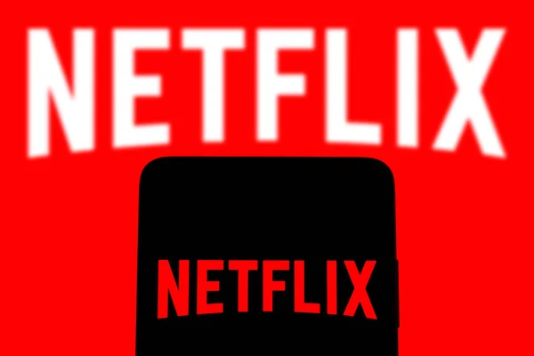 February 2022 Brazil Photo Illustration Netflix Logo Displayed Smartphone Screen — Stock Photo, Image