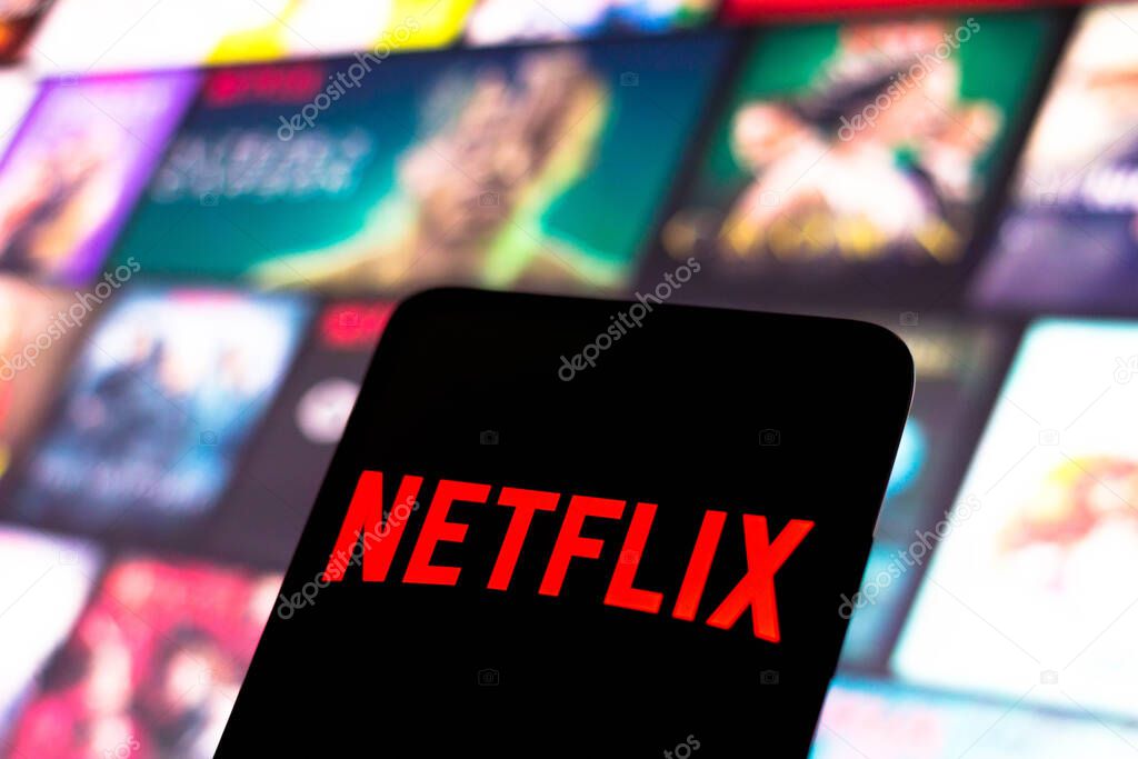 February 3, 2022, Brazil. In this photo illustration, the Netflix logo is displayed on a smartphone screen