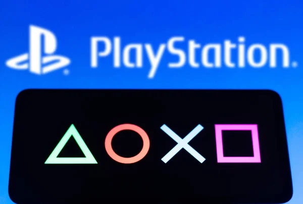 Fevereiro 2022 Brasil Nesta Foto Ilustração Logotipo Playstation Visto Uma — Fotografia de Stock