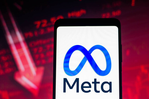 February 5, 2022, Brazil. In this photo illustration the Meta Platforms logo seen displayed on a smartphone screen
