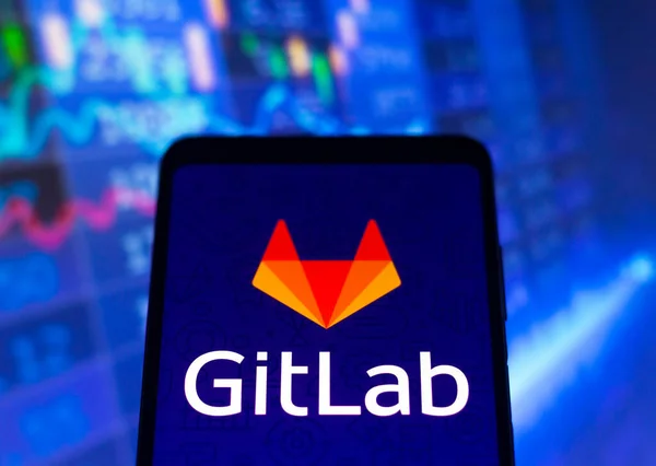 Febrero 2022 Brasil Esta Ilustración Fotográfica Logotipo Gitlab Que Muestra —  Fotos de Stock