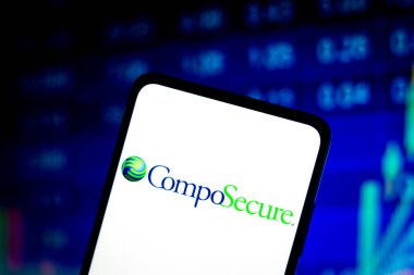 14 Mart 2022, Brezilya. Bu resimde CompoSecure logosu akıllı telefon ekranında görüntülenir