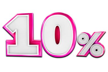 Beyaz arka planda yüzde 10. Matematiksel, finansal ve istatistiksel sembol beyaz arka planda izole edilmiş. Özel Teklif, İndirime Kadar Satış, Banner, Reklam