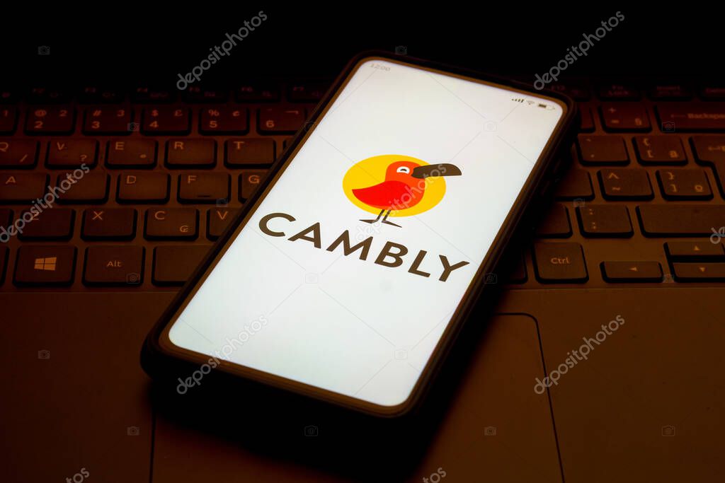 April 9, 2022, Brazil. In this photo illustration the Cambly logo seen displayed on a smartphone