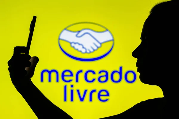 April 2022 Brazil Photo Illustration Mercado Livre Logo Seen Background — Stock Photo, Image