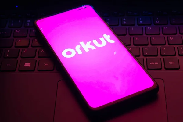 April 2022 Brazil Photo Illustration Orkut Logo Seen Displayed Smartphone — Stock Photo, Image