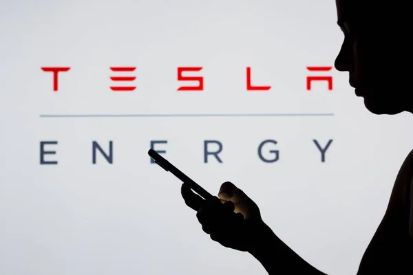 Května 2022 Brazílie Této Fotografii Logo Tesla Energy Vidět Pozadí — Stock fotografie