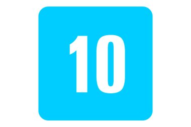Beyaz numara 10, mavi arkaplan. Kavramsal değerlendirme (Classind). 10 yaşın üzerindeki (on) insanlar için uygundur.