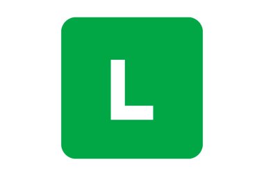 White letter L with green background. Conceptual rating (Classind). Free for audiences of all ages