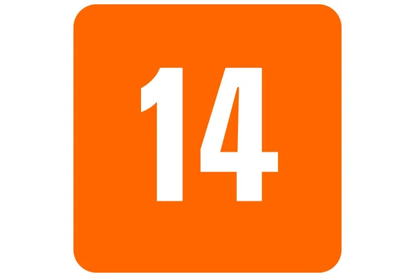 White Number Orange Background Conceptual Rating Classind Suitable Fourteen Years — Fotografia de Stock