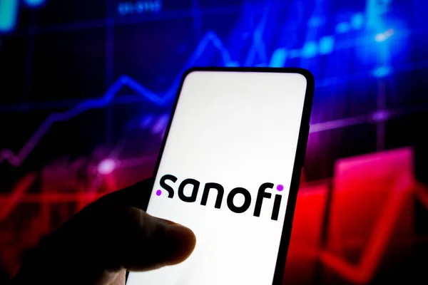 May 2022 Brazil Photo Illustration Sanofi Logo Seen Displayed Smartphone — Stock Photo, Image