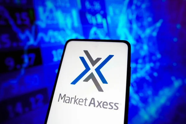 2022年5月16日 图为智能手机上显示的Marketaxess Holdings Inc — 图库照片