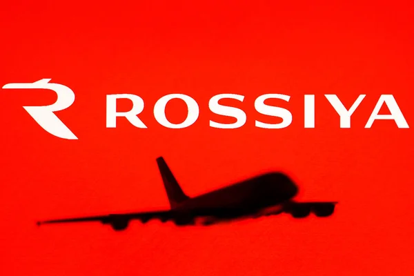 Maj 2022 Brasilien Detta Foto Illustration Rossiya Logotypen Ses Bakgrunden — Stockfoto