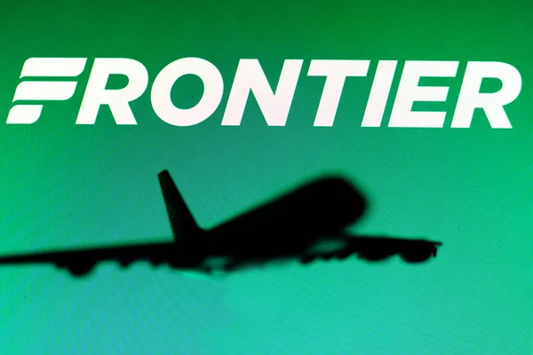 Мая 2022 Года Бразилия Этой Фотографии Изображен Логотип Frontier Airlines — стоковое фото