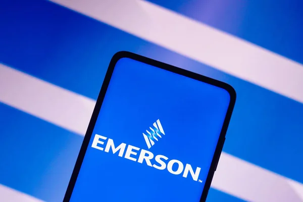 Junio 2022 Brasil Esta Ilustración Fotográfica Logotipo Emerson Electric Muestra — Foto de Stock