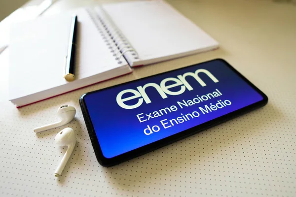 Července 2022 Brazílie Této Fotografii Znázorňuje Logo Exame Nacional Ensino — Stock fotografie
