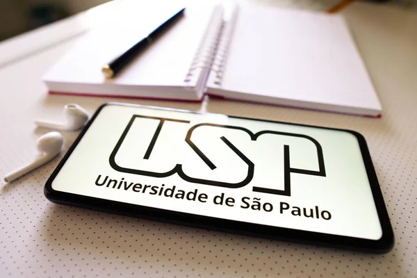 July 2022 Brazil Photo Illustration Universidade Paulo Usp Logo Seen — 스톡 사진