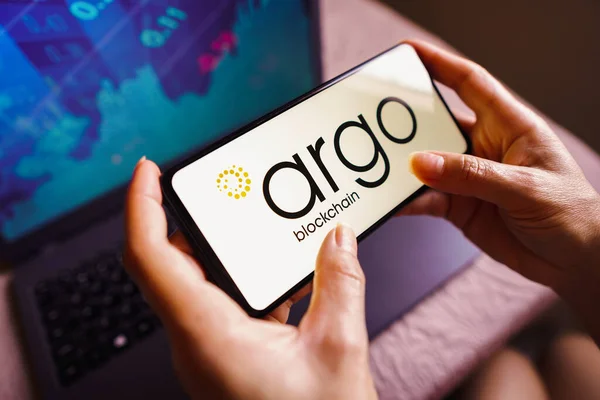 Juli 2022 Brazilië Deze Foto Illustratie Argo Blockchain Logo Zien — Stockfoto