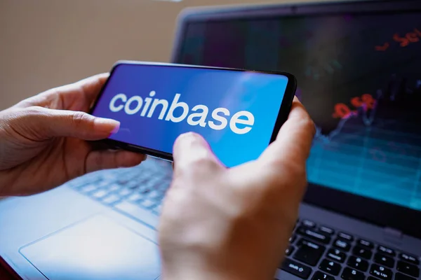 Juli 2022 Brasilien Auf Dieser Foto Illustration Ist Das Coinbase — Stockfoto