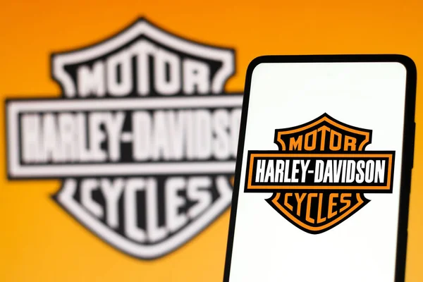 July 2022 Brazil Photo Illustration Harley Davidson Motor Cycles Logo — Stock Photo, Image