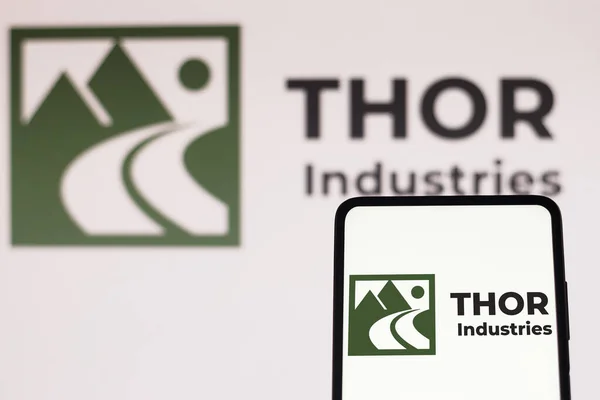 July 2022 Brazil Photo Illustration Thor Industries Logo Displayed Smartphone - Stock-foto