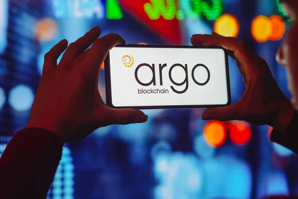 July 2022 Brazil Photo Illustration Argo Blockchain Logo Seen Displayed — Stockfoto
