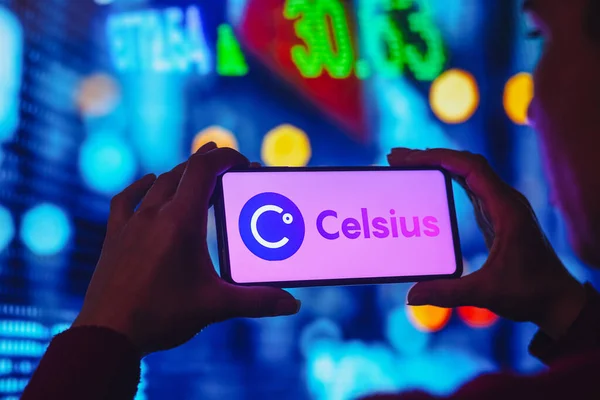 Temmuz 2022 Brezilya Resimde Celsius Network Logosu Akıllı Telefon Ekranında — Stok fotoğraf